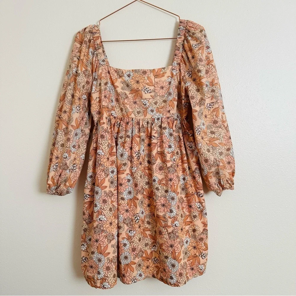 J. Crew Squareneck Cotton Poplin Dress in Zinnia Floral Mini Boho